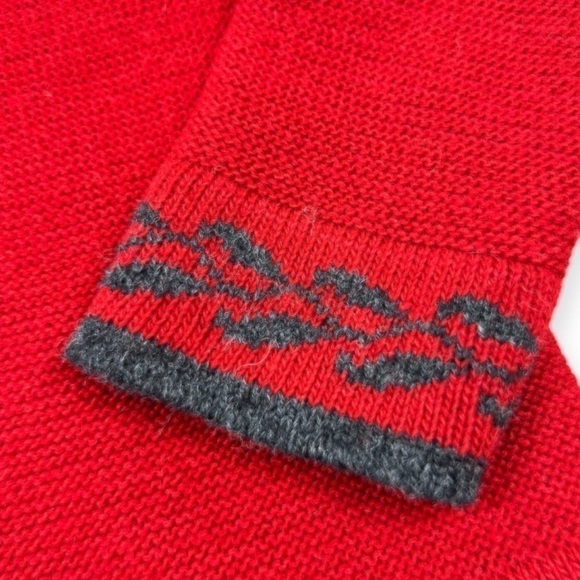 SWEATERMAN Laumann Norwegian New Wool Cardigan Sweater Red Gray Medium - Picture 6 of 9